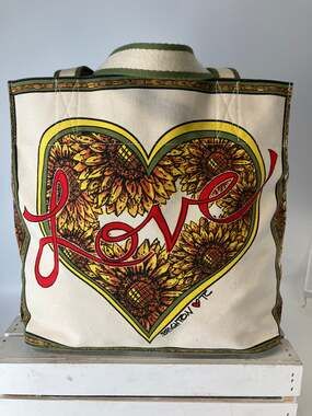 BRIGHTON LARGE CANVAS SUNFLOWR TOTE BAG